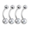Double Head Titanium Alloy Inner Thread Zircon Navel Piercing Body Jewelry Czech Crystal Belly Ring Unisex Geometric Pattern