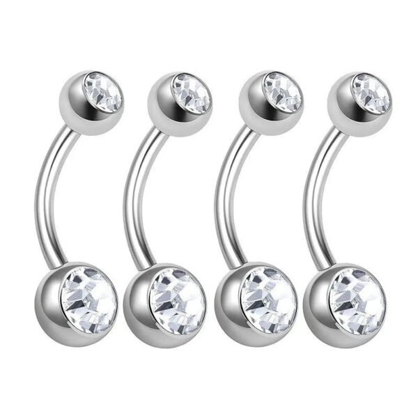 Double Head Titanium Alloy Inner Thread Zircon Navel Piercing Body Jewelry Czech Crystal Belly Ring Unisex Geometric Pattern