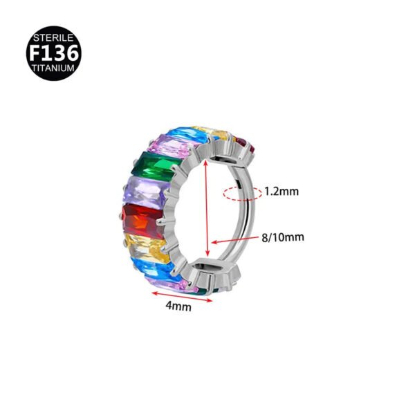 F136 Titanium Alloy, Ear, Hoop, Stud, Rainbow, Ice, Sugar, Ring, Geometric, Zirconia