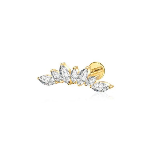 New G23 Titanium Waterdrop Lip Stud Earrings Flat Bottom Inner Spiral Piercing Bone Studs Zircon Embedded Luxury Heart Ear Jewelry