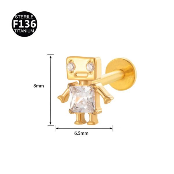 Fresh Titanium Alloy Piercing Jewelry Star Moon Butterfly Geometric Pattern Fashionable Unisex Lip Stud Ear Bone Stud