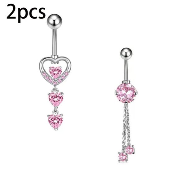G23 Titanium, Belly Bar, White Gold Plated, Heart, Flower, Butterfly, Dangle, Navel, Barbell, Elegant, Banana Bar