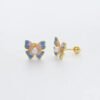 Trendy Women's High-End Gold Plated Titanium Steel Screw Back Earrings Pearl Colorful Diamond Butterfly Ear Studs Ins Style