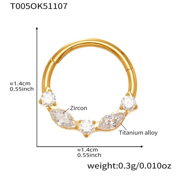 picture_5c662359-50d3-4b71-9732-e442cf68f12d(2) Satan's Child Piercing Mermaid Titanium Alloy Zircon Nose Stud Gold-Plated Geometric Water Drop Heart-Shaped Sweet Cool Hot Girl Piercing Nose Ring Seamless Ring