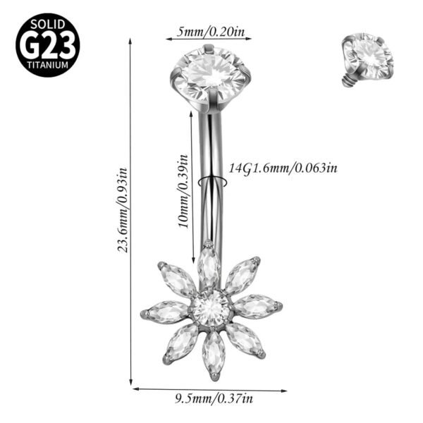 Titanium Metal Scorpion Bat Belly Button Piercing Belly Button Ring Zircon Cherry Multiple Horse Eye Flower Inner Tooth Belly Button Stud Body Piercing Jewelry Accessories