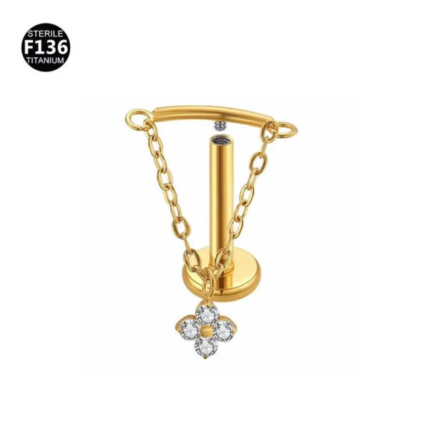 F136 Titanium, Alloy, Hidden Helix, Chain, Pendant, 0.9, Piercing Jewellery, Ear Cartridge, Stud, Lip, Vertical Labret, Flat Back, Drop, Earring, Unisex, Flower, Triangle.