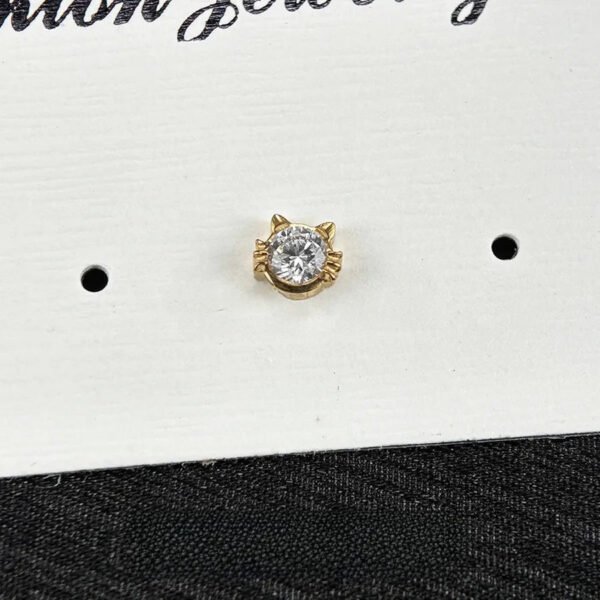 Titanium Alloy Ear Studs Embedded With Zirconia Cute Cat Face Bone Stud Inner Thread Lip Stud G23 Titanium Piercing Jewelry