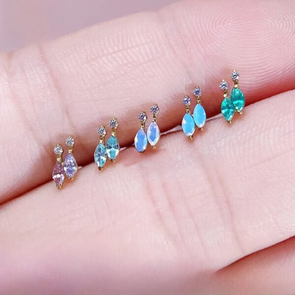 F136 Titanium Alloy Ear Studs Bowling Set Embedded Zirconia Small Versatile Ear Bone Studs Nose Studs Lip Studs G23 Titanium Piercing Jewelry