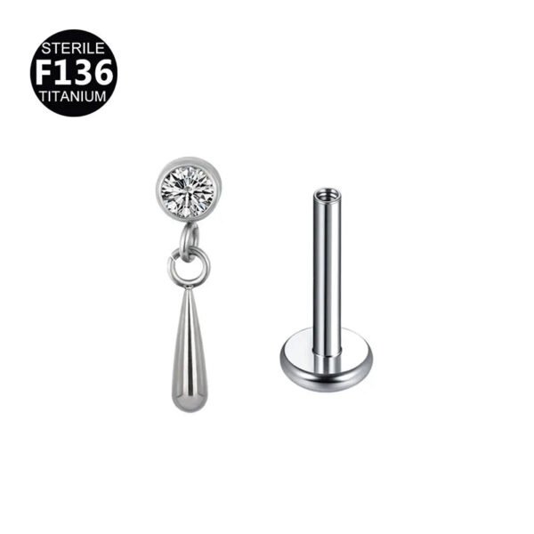 picture_62636f6a-6ed7-4f64-ac9a-e73810a1c068(3) Titanium Alloy F136 Titanium Threaded Set Diamond Lock Dragon Four-Pointed Star Pendant Stud Lip Bone Ear Piercing Jewelry