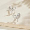 NEW, S925 Sterling Silver, 18K Gold Plated, Bowknot, Earrings, Pair, Light, Luxury, Style, High-end, Cute, Sweet, Dainty, Elegant