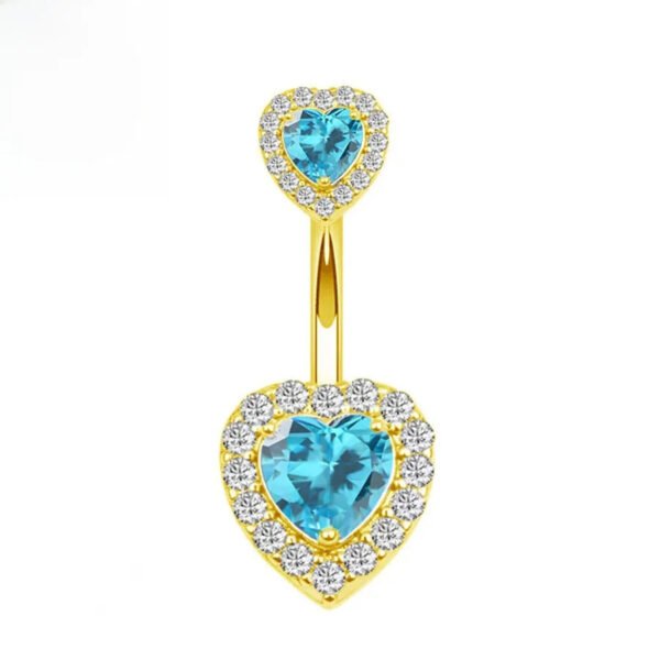 Implant Grade Titanium Flower Heart Dangly Belly Bar – Dainty Zirconia Navel Piercing, Hypoallergenic & Stylish