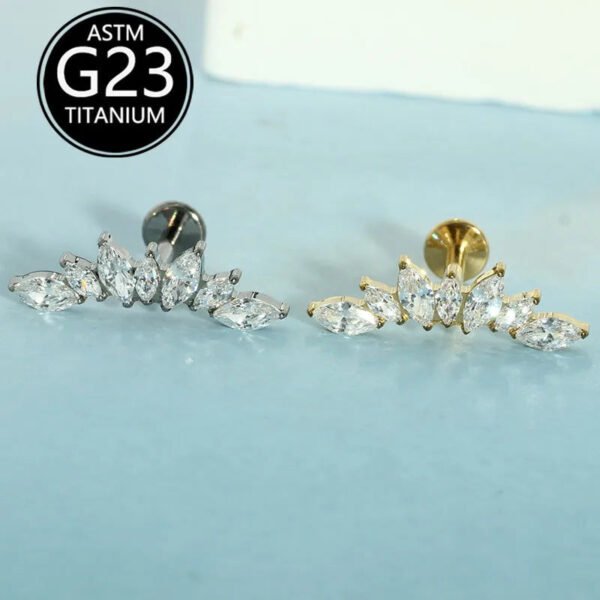 picture_63ed9759-1d62-40b1-a0a1-eb38bec9c046(2) Implant Grade F136 Titanium Alloy Ear Studs With 7 Zirconia Lip Darts Inner Thread Body Piercing Jewelry Fashionable Elegant