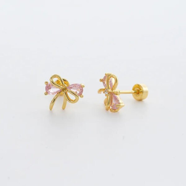 Trendy Women's High-End Gold Plated Titanium Steel Screw Back Earrings Pearl Colorful Diamond Butterfly Ear Studs Ins Style