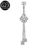 Implant Grade Titanium Flower Heart Dangly Belly Bar – Dainty Zirconia Navel Piercing, Hypoallergenic & Stylish
