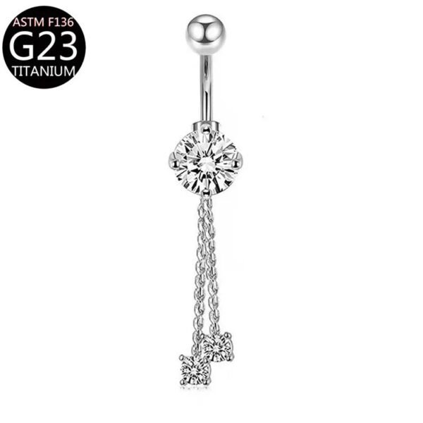 Implant Grade Titanium Flower Heart Dangly Belly Bar – Dainty Zirconia Navel Piercing, Hypoallergenic & Stylish