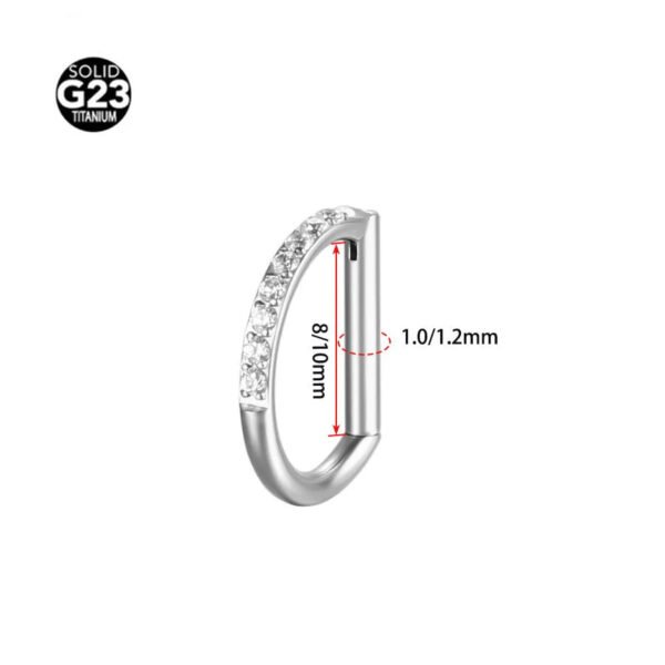 Titanium Alloy D-Shaped Nose Ring Ear Cuff 8/10mm Inner Diameter Piercing Jewelry Simple Classic Style For Men And Women