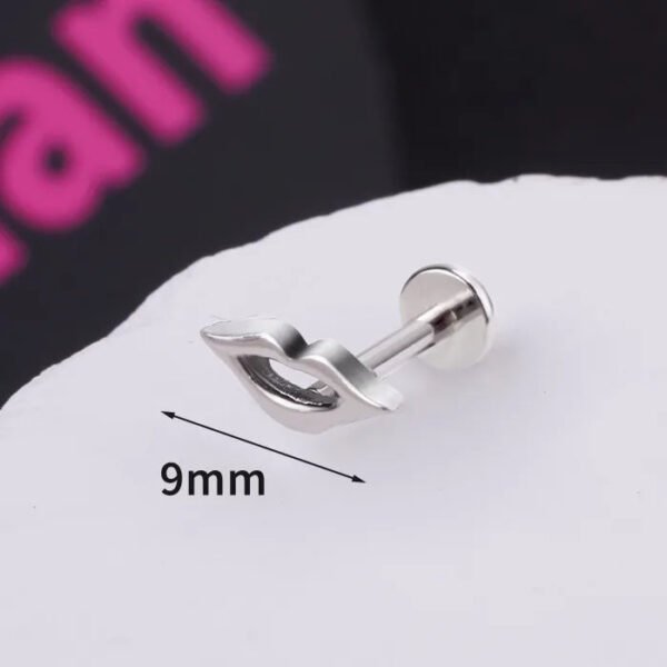 picture_657aa0d0-4688-40a2-99d9-6a09d9acaac8(2) G23 Titanium Snake-Shape Butterfly Earrings Fashionable Retro Polished Steel Color Lip Studs Unisex Simple Design Ear Jewelry