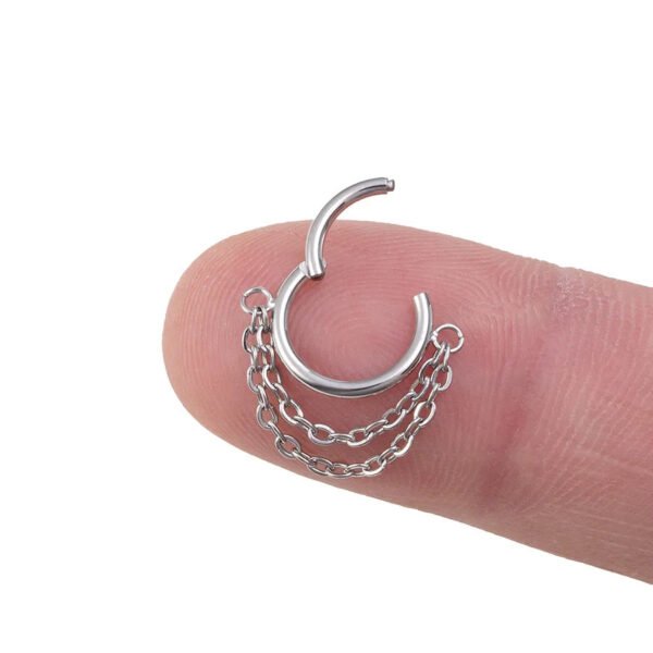 Titanium Alloy Double Chain Earrings 8/10mm Ladies Stud Earrings Luxury Minimalist Geometric Pattern Unisex Piercing Jewelry