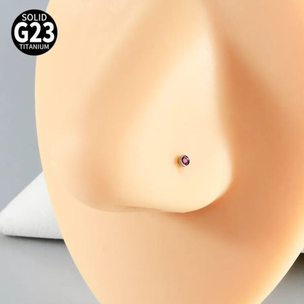 G23 Titanium, Screw, S Shape, Nose, Stud, Ring, Inlay Opal, Zircon, Colourful.
