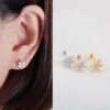 New Titanium Steel, Threaded, Zirconia, Flower, Earring, Embedded, Fine, Ear, Jewellery, Bohemian, Dainty