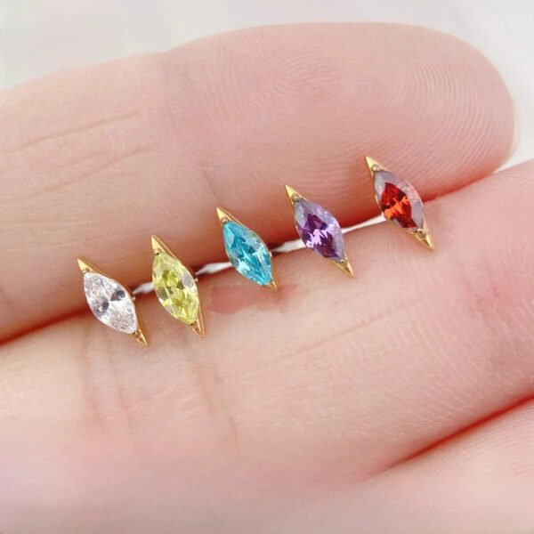 picture_67b7b98f-4fe4-4947-b3f4-a43df2d8e6a6(2) Titanium Alloy Ear Studs Embedded With 5A Zirconia G23 Titanium Lip Studs Spiral Ear Bone Studs Unisex Body Piercing Jewelry