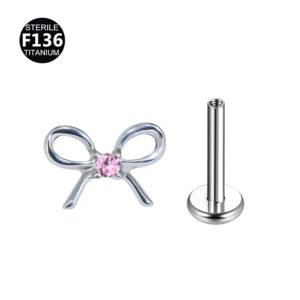 New F136 Titanium Alloy, Stud, Ear, Internal Thread, Butterfly, Knot, Rhinestones, Mini bow, Head only or Post and Head.