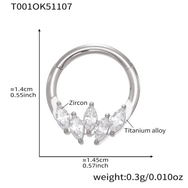 picture_69bf79ef-2daf-4880-adba-f4a350fad412(2) Satan's Child Piercing Mermaid Titanium Alloy Zircon Nose Stud Gold-Plated Geometric Water Drop Heart-Shaped Sweet Cool Hot Girl Piercing Nose Ring Seamless Ring