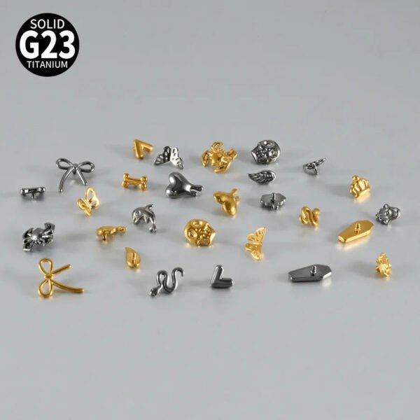 G23 Titanium Alloy Butterfly Skull Heart Piercing Studs Under-Skin Jewelry Skin Animal Snake Dolphin Bone Studs