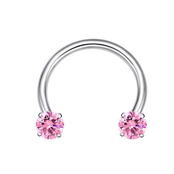 G23 Titanium Material Zircon Stone Nose Septum Ring Threaded Open Ring Piercing Jewelry For Men And Women Wedding Birthday Party Festival