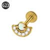 G23 Titanium Alloy Opal Flat Back Piercing Earrings Heart Sun Inlaid Zircon Elegant Hanging Pendant Romantic Classic Jewelry Daily Wear Lip Stud Earrings