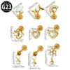 G23 Titanium Alloy Opal Flat Back Piercing Earrings Heart Sun Inlaid Zircon Elegant Hanging Pendant Romantic Classic Jewelry Daily Wear Lip Stud Earrings