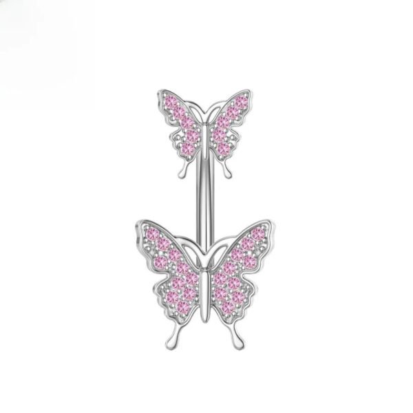 Implant Grade Titanium Flower Heart Dangly Belly Bar – Dainty Zirconia Navel Piercing, Hypoallergenic & Stylish