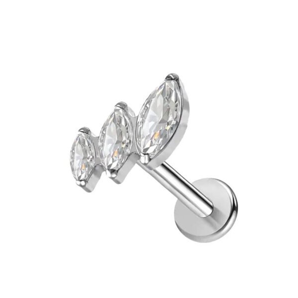 New G23 Titanium Waterdrop Lip Stud Earrings Flat Bottom Inner Spiral Piercing Bone Studs Zircon Embedded Luxury Heart Ear Jewelry