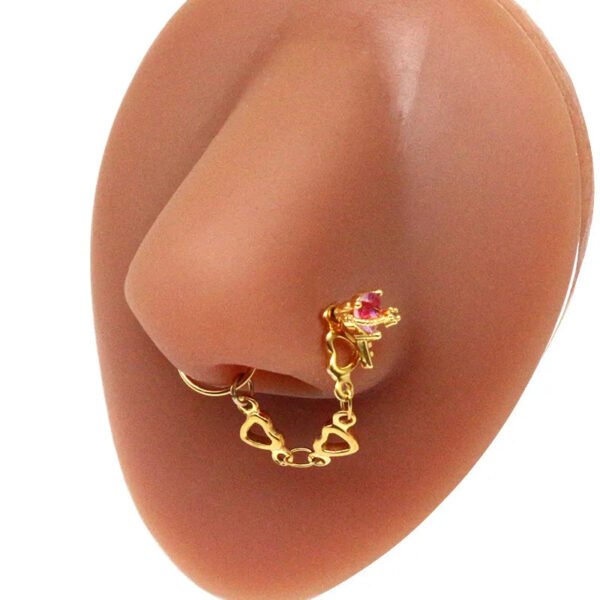 picture_6cf08f0d-2379-4cd2-af72-7cd06442661c(3) Stainless Steel Nose Studs Butterfly Chapter Heart Shaped Style Fashionable Jewelry Accessory For Men And Women