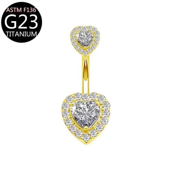 Implant Grade Titanium Flower Heart Dangly Belly Bar – Dainty Zirconia Navel Piercing, Hypoallergenic & Stylish