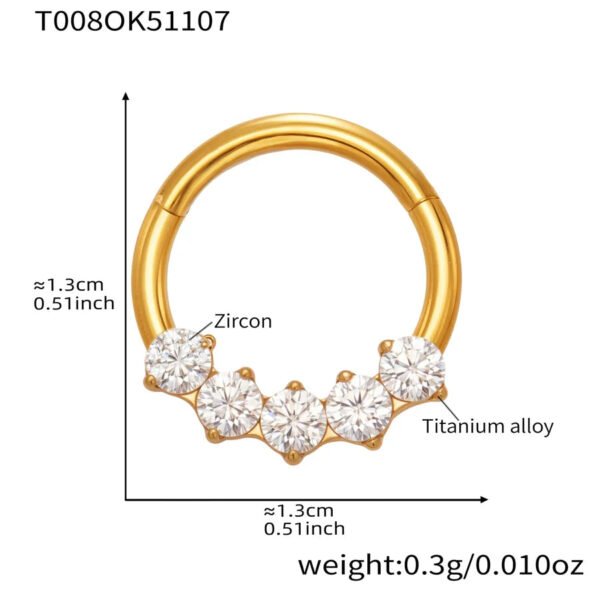 picture_6d753bb4-7f5c-46fa-8761-4aac803c43c1(2) Satan's Child Piercing Mermaid Titanium Alloy Zircon Nose Stud Gold-Plated Geometric Water Drop Heart-Shaped Sweet Cool Hot Girl Piercing Nose Ring Seamless Ring