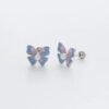 Trendy Women's High-End Gold Plated Titanium Steel Screw Back Earrings Pearl Colorful Diamond Butterfly Ear Studs Ins Style