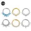 Titanium Alloy F136 Nose Ring Ear Cuff Piercing Jewelry Golden Butterfly Wings Crown Design Sparkling Unisex Geometric Pattern