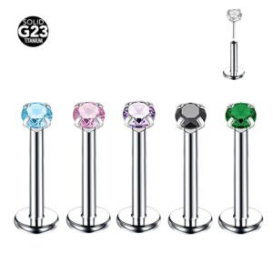 Titanium Alloy G23 Prong Claw Wireless Nose Stud Earring Lip Piercing Wedding Birthday Festival Geometric Pattern Unisex