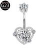 Implant Grade Titanium Flower Heart Dangly Belly Bar – Dainty Zirconia Navel Piercing, Hypoallergenic & Stylish