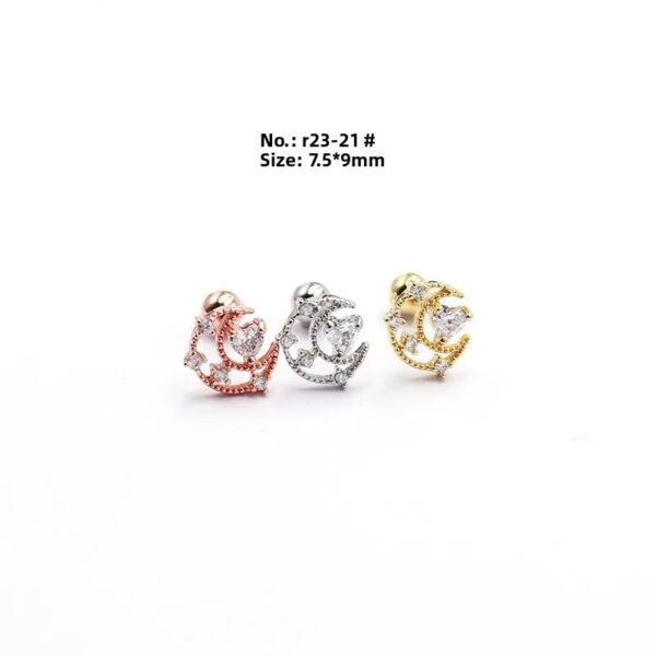 picture_71253924-3977-4f5d-8027-a32c9b8479f2(2) New Style Minimalist Mini Micro Paved Crystal Moon Tooth Earrings Titanium Steel Wedding Jewelry Unisex Letter Number Text