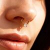 picture_713774e7-bd6f-495b-b0ed-ed25d5e03dae(2) Satan's Child Piercing Mermaid Titanium Alloy Zircon Nose Stud Gold-Plated Geometric Water Drop Heart-Shaped Sweet Cool Hot Girl Piercing Nose Ring Seamless Ring