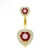 Implant Grade Titanium Flower Heart Dangly Belly Bar – Dainty Zirconia Navel Piercing, Hypoallergenic & Stylish