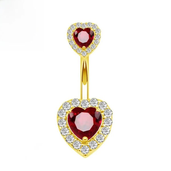 Implant Grade Titanium Flower Heart Dangly Belly Bar – Dainty Zirconia Navel Piercing, Hypoallergenic & Stylish