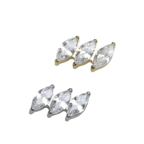 New G23 Titanium Waterdrop Lip Stud Earrings Flat Bottom Inner Spiral Piercing Bone Studs Zircon Embedded Luxury Heart Ear Jewelry