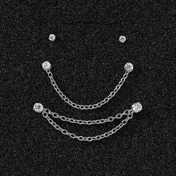 Titanium Alloy Double Layer Chain Nose Ring Ear Piercing DIY Body Jewelry Geometric Pattern Handmade Design Unisex Fashion