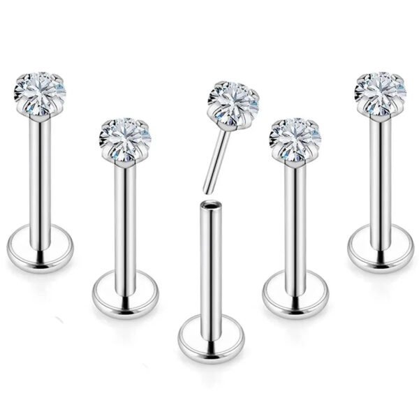 Titanium Alloy G23 Prong Claw Wireless Nose Stud Earring Lip Piercing Wedding Birthday Festival Geometric Pattern Unisex