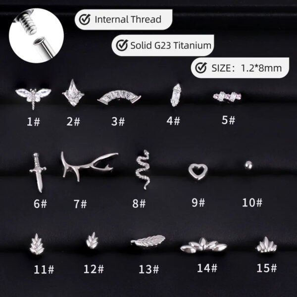 picture_724a5496-1496-47c7-b670-5c83756b27c8(2) G23 Titanium Snake-Shape Butterfly Earrings Fashionable Retro Polished Steel Color Lip Studs Unisex Simple Design Ear Jewelry