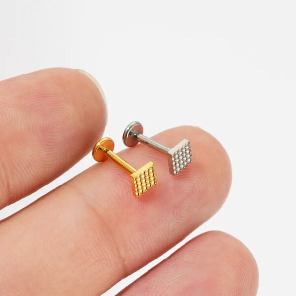 Handmade, F136 Titanium Alloy, Earring Body Piercing, Ear, Cartilage, Helix, Ring, Square, Classy, Elegant.