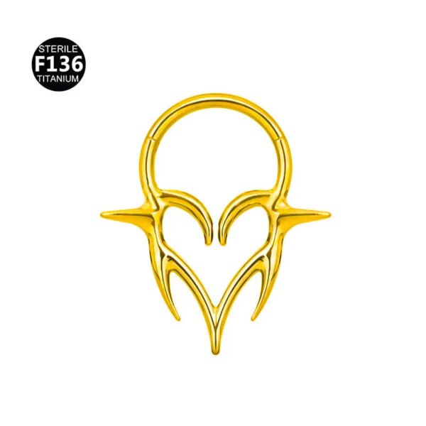 Titanium Alloy F136 Nose Ring Ear Cuff Piercing Jewelry Golden Butterfly Wings Crown Design Sparkling Unisex Geometric Pattern